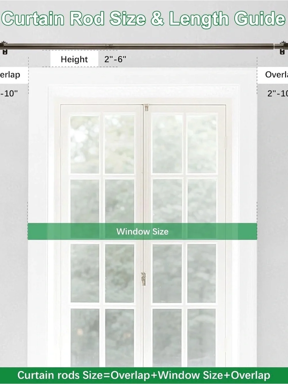 Windows 16 to 48 inches, Curtain Rod Max Adjustable Length to 60 in